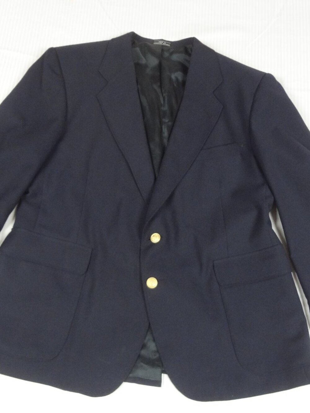 VINTAGE 90S DAVID TAYLOR MENS NAVY BLUE BLAZER GOLD BUTTONS SPORT COAT 40R M109